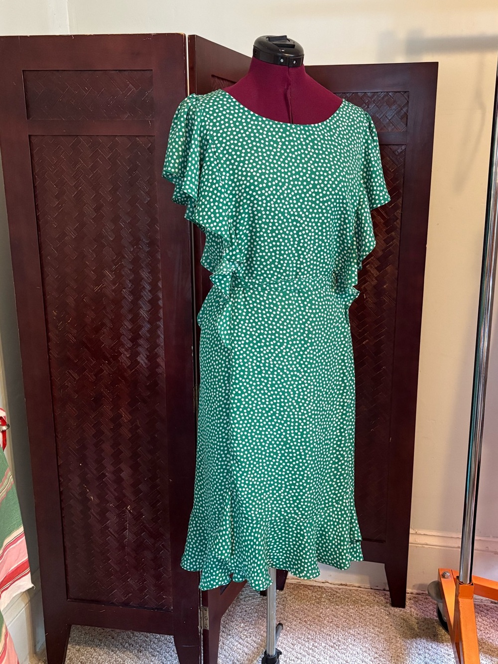 1930s look Bonnie and Clyde style dress MAX studio vintage green white washable